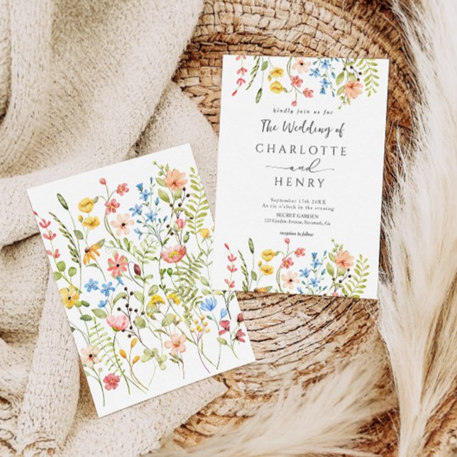 Invitation Fleur sauvage moderne élégant Mariage rustique (Créateur téléchargé)