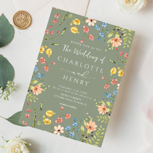 Invitation Fleur sauvage Moderne Elégant Sage Garden Mariage