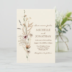Invitation Fleur sauvage moderne Floral Bible chrétienne Mari