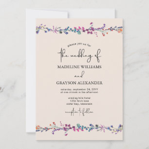 Invitation Fleur sauvage moderne lettré à la main Mariage de 