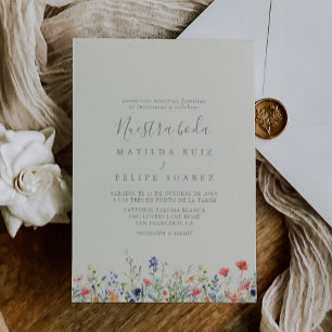 Invitation Fleur sauvage multicolore radiant Nuestra Boda Mar