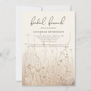 Invitation Fleur sauvage neutre Fête des mariées florale Brun