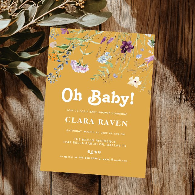 Invitation Fleur sauvage Oh Baby Floral Baby shower Invitatio (Créateur téléchargé)
