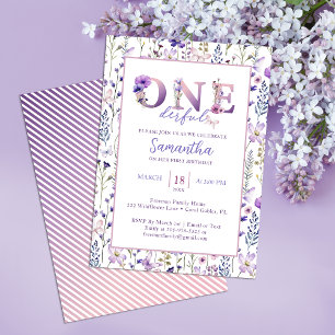 Invitation Fleur sauvage ONEderful fille 1er anniversaire Inv