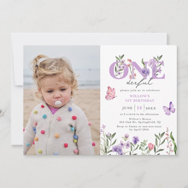 Invitation Fleur sauvage Onedering Floral Premier anniversair (Devant)