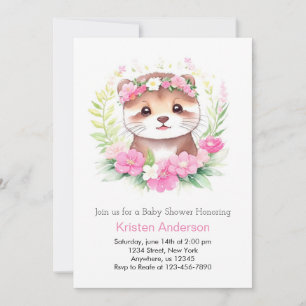 Invitation Fleur sauvage Otter Adventure Await Girl Baby show