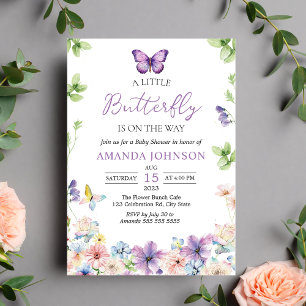 Invitation fleur sauvage papillon Baby shower