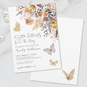 Invitation Fleur sauvage papillon Baby shower d'automne
