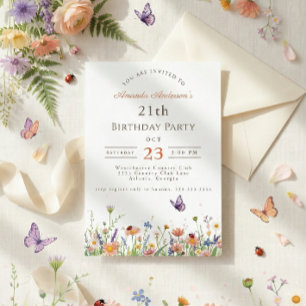 Invitation Fleur sauvage Pink Purple Garden Party 21e anniver