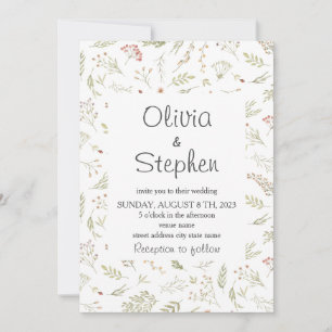 Invitation Fleur sauvage Romantique délicat floral Rustique M