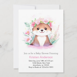 Invitation Fleur sauvage rose Aventure Otter Baby shower fill