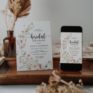 Invitation fleur sauvage Rose Floral Douche nuptia