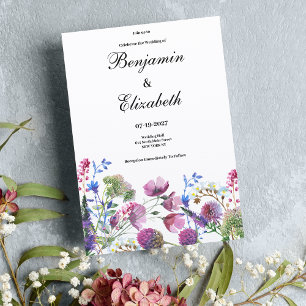 Invitation Fleur sauvage rose lavande violet Mariage d'été