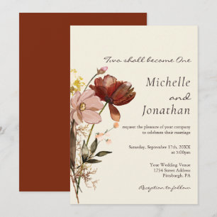 Invitation Fleur sauvage rose pâle Floral Mariage chrétien