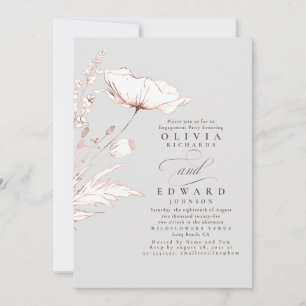 Invitation Fleur sauvage rose pâle Partie d'engagement