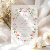 Fleur sauvage rose ruban Élégant Baby Shower