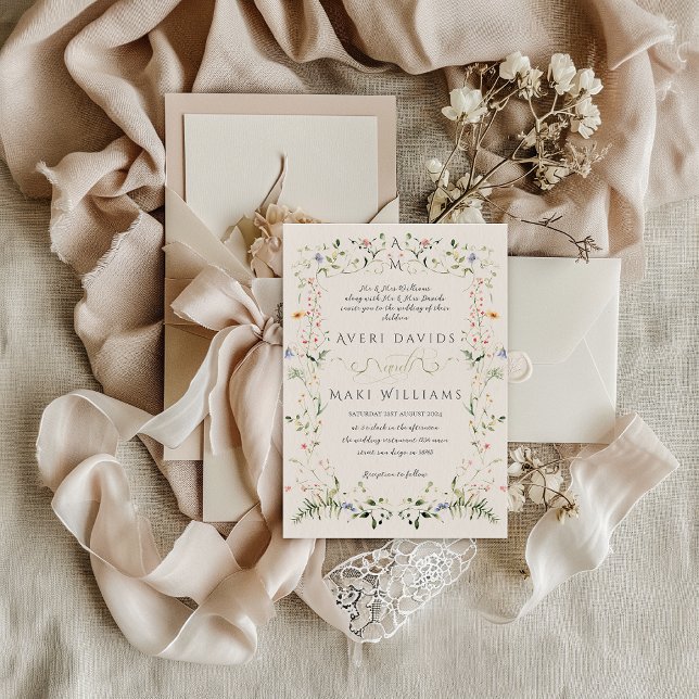 Invitation Fleur sauvage Rustic Boho Floral Mariage (Créateur téléchargé)