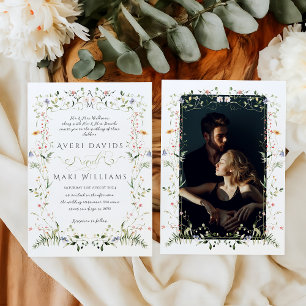 Invitation Fleur sauvage Rustic Boho Floral Photo Mariage