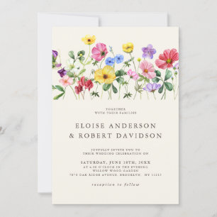 Invitation Fleur sauvage Rustic Chic Boho Floral Détails Mari