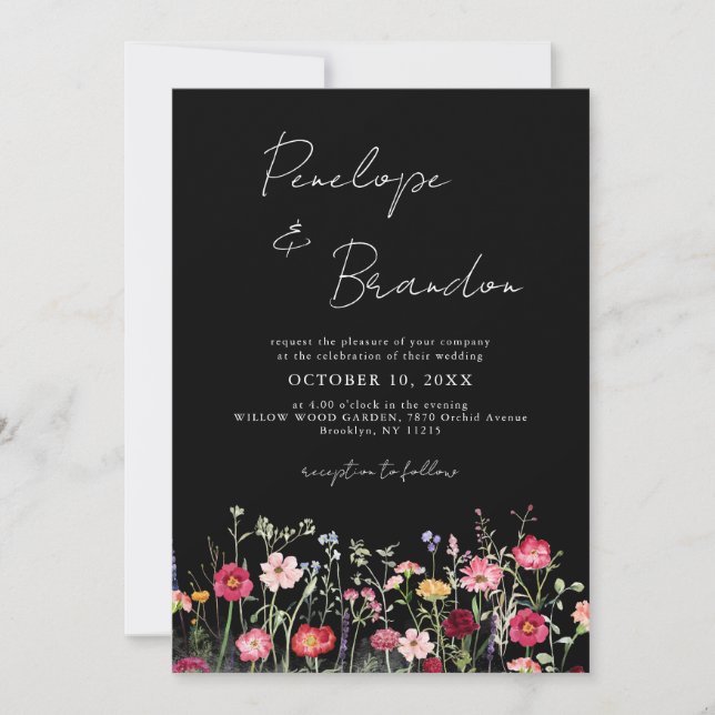 Invitation Fleur sauvage Rustic Country Garden QR Code Mariag (Devant)