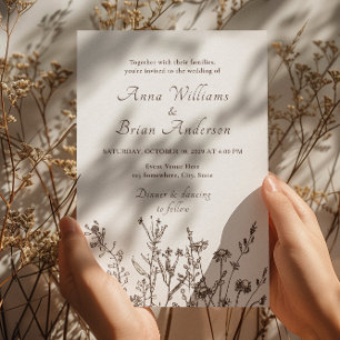 Invitation Fleur sauvage rustique automne prairie Mariage flo