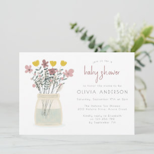 Invitation Fleur sauvage rustique Baby shower Mason Jar