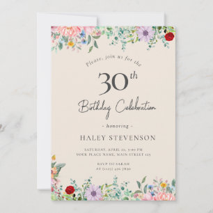 Invitation Fleur sauvage Rustique Boho 30e anniversaire Simpl