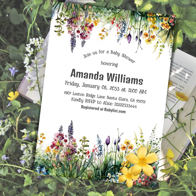 Invitation Fleur sauvage rustique Boho Chic Floral Baby showe (Créateur téléchargé)