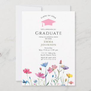 Invitation Fleur sauvage rustique Boho Graduation Party