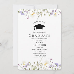 Invitation Fleur sauvage rustique Boho Graduation Party