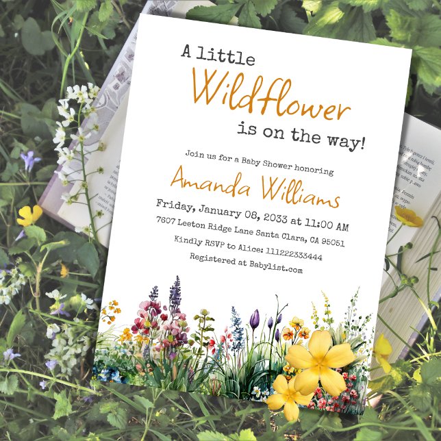 Invitation Fleur sauvage rustique Boho Jaune Baby shower Flor (Créateur téléchargé)