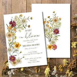 Invitation Fleur sauvage rustique Boho Sage Green Baby shower