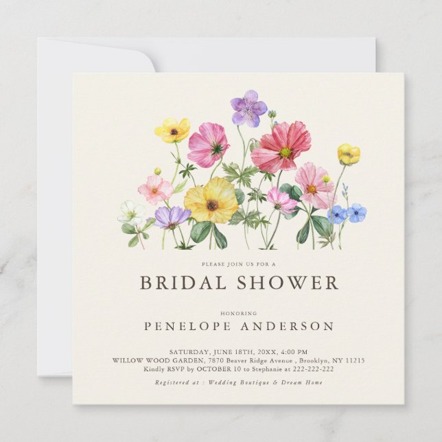 Invitation Fleur sauvage Rustique Chic Floral Boho C Fête des (Devant)