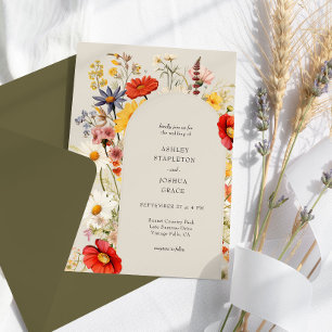 Invitation Fleur sauvage rustique Élégant Mariage d'arc flora