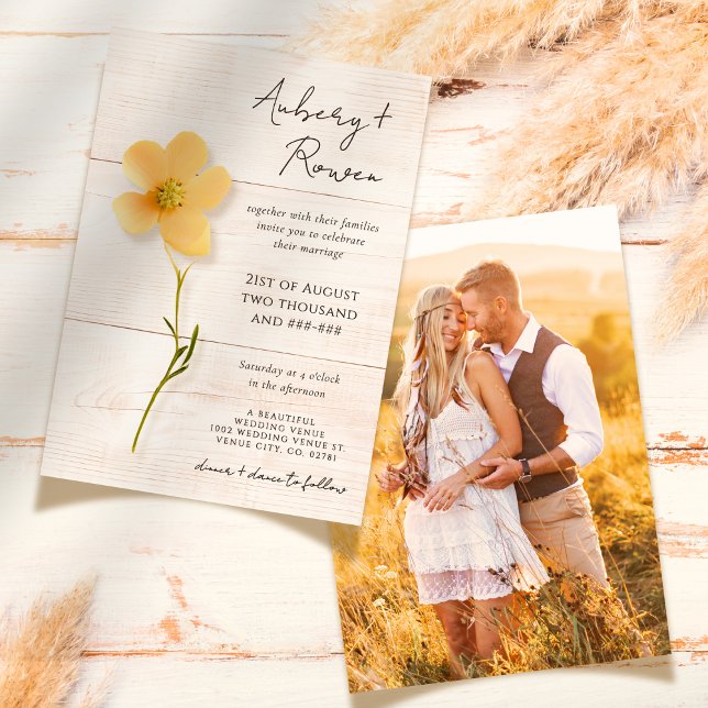 Invitation Fleur sauvage rustique habillé Boho Mariage photo (Créateur téléchargé)