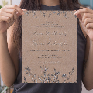 Invitation Fleur sauvage rustique Kraft Automne Floral Mariag