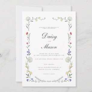 Invitation Fleur sauvage rustique mariage inspiré par Meadow