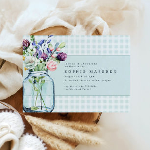 Invitation Fleur sauvage rustique Mason Jar Baby shower de pi