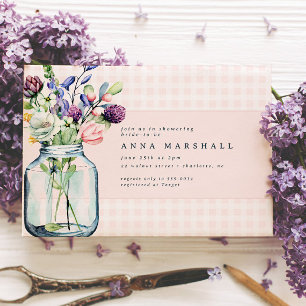 Invitation Fleur sauvage rustique Mason Jar Fête des mariées 