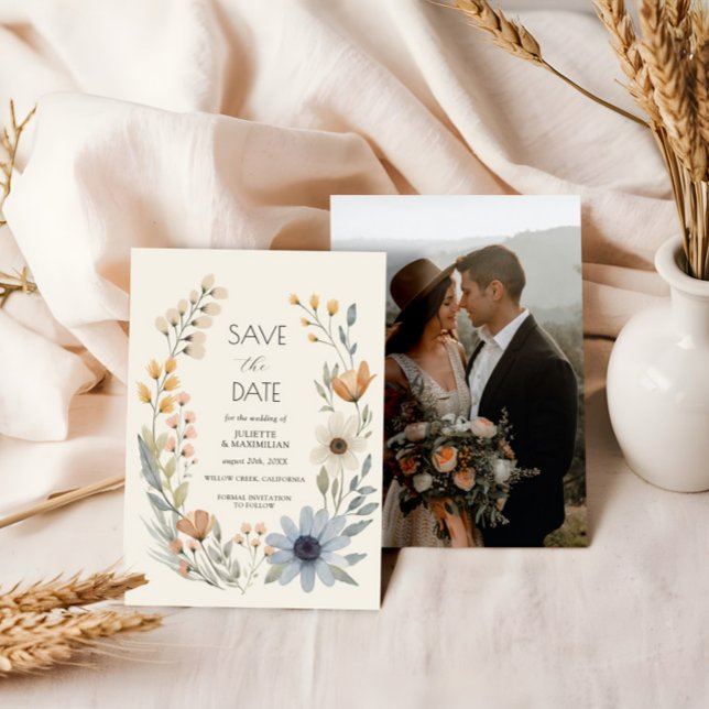 Invitation Fleur sauvage Rustique Wreath Wedding Enregistrer  (Créateur téléchargé)