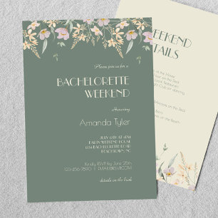 Invitation Fleur sauvage Sage Deco Bachelorette Week-end