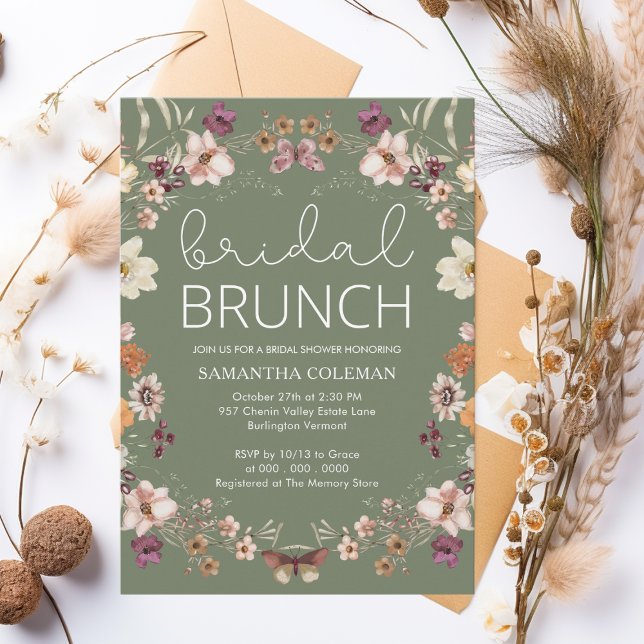 Invitation Fleur sauvage Sage Green Bridal Brunch Fête des ma (Créateur téléchargé)