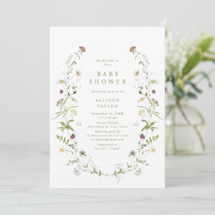 Invitation Fleur sauvage Sage Green Rustic Boho Baby shower
