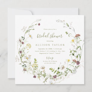 Invitation Fleur sauvage Sage Green Rustic Boho Fête des mari
