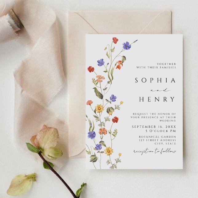Invitation fleur sauvage Spring Elégant minimaliste mariage (Créateur téléchargé)