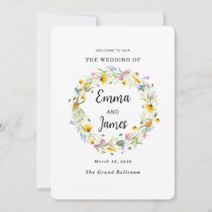 Invitation Fleur sauvage Spring floral Wreath minimaliste