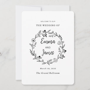 Invitation Fleur sauvage Spring floral Wreath minimaliste