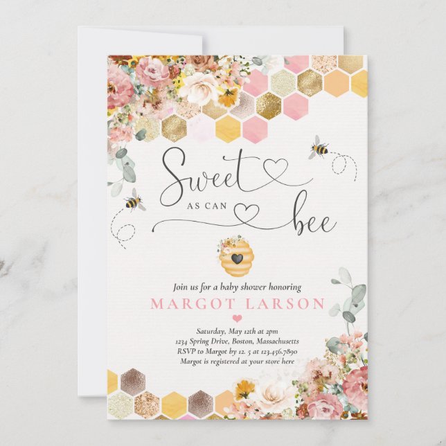 Invitation Fleur sauvage sucré comme peut être Baby shower (Devant)