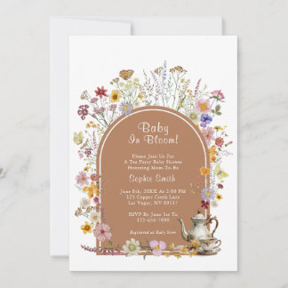 Invitation Fleur sauvage Tea Party Baby in Bloom Baby shower