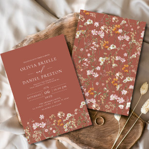 Invitation Fleur sauvage Terracotta Boho Garden Mariage